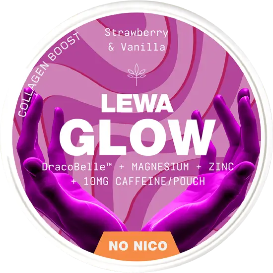 Lewa Energy Glow Strawberry Vanilla caffeine pouches