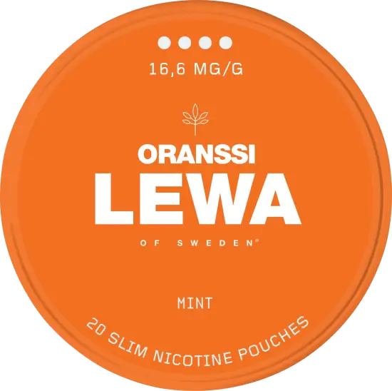 Lewa Oranssi mint nicotine pouches can, front