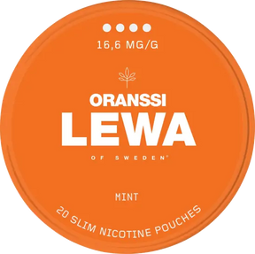 Lewa Oranssi mint nicotine pouches can, front