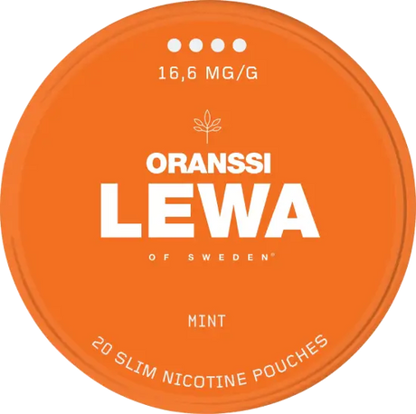 Lewa Oranssi mint nicotine pouches can, front