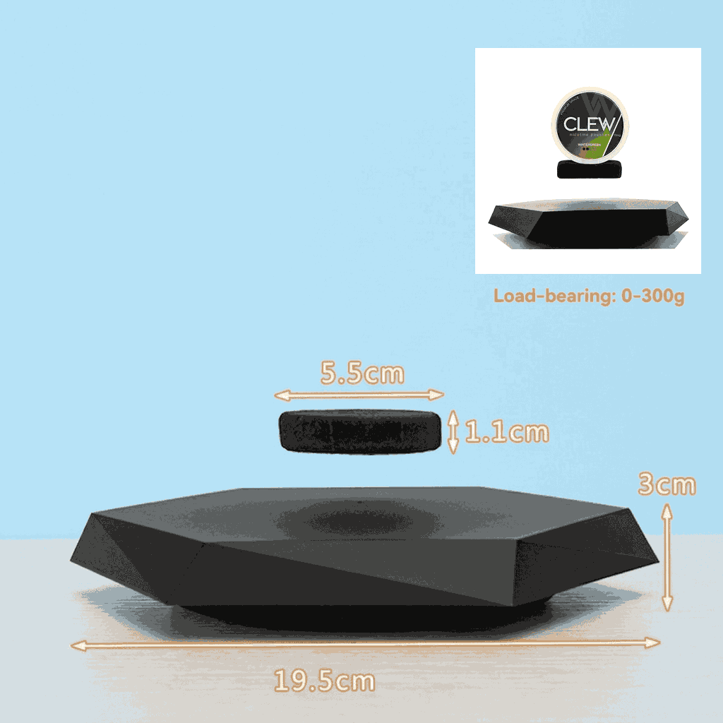 Levitating display stand base dimensions 11.1 x 5.5 x 3 cm, load up to 300 g