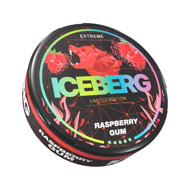 Iceberg Raspberry Gum Strong Nicotine Pouches Snusmania.eu